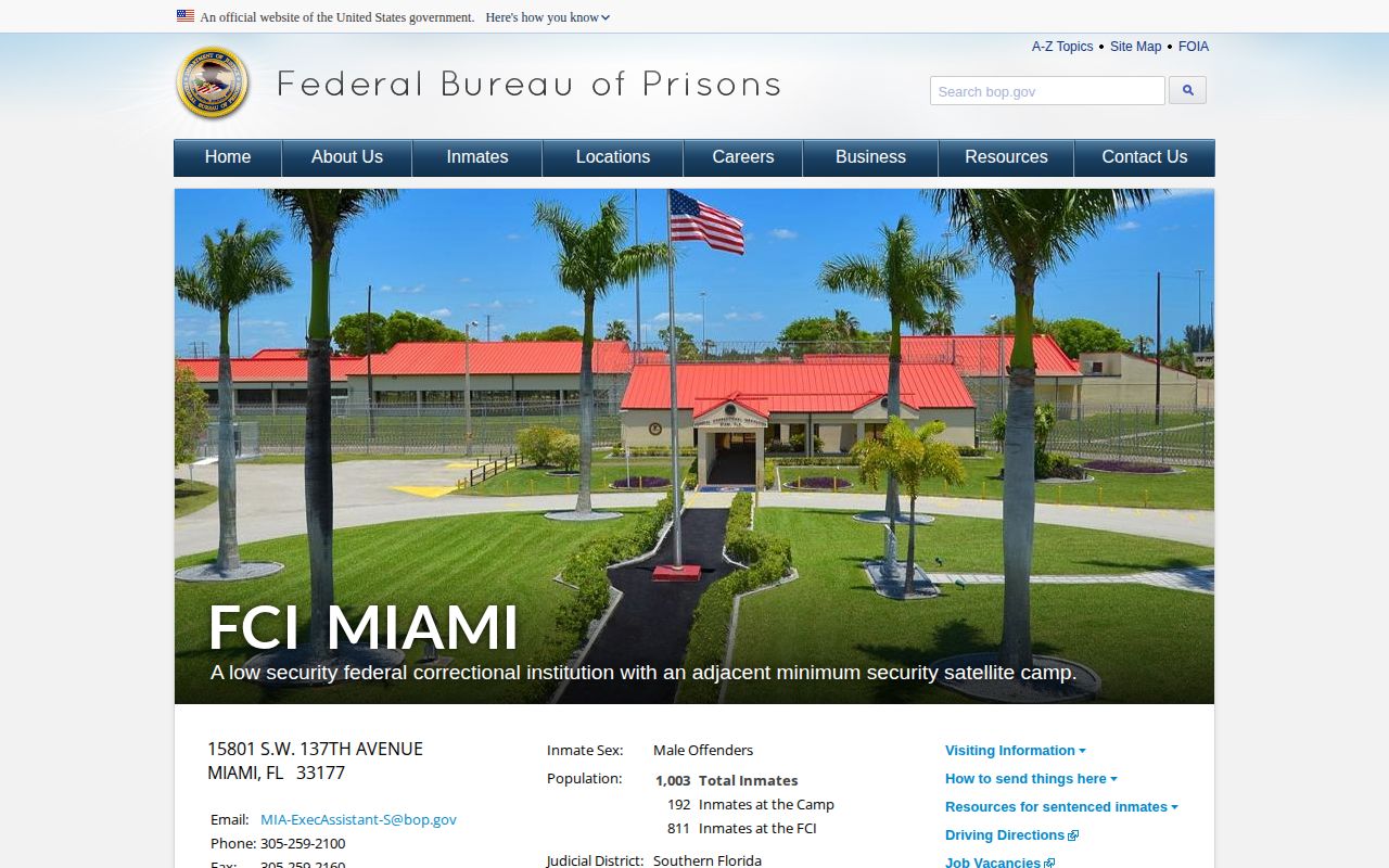Federal Correctional Institution Miami release source