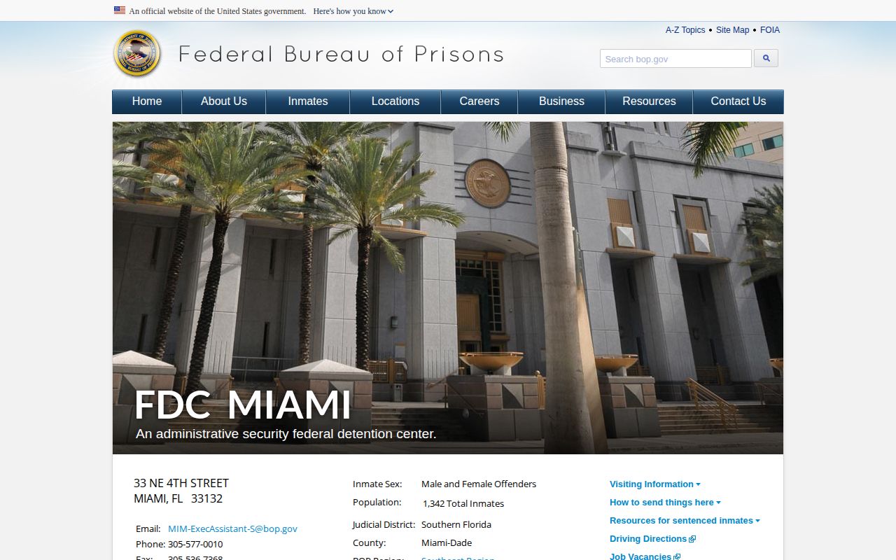 Federal Detention Center Miami release source