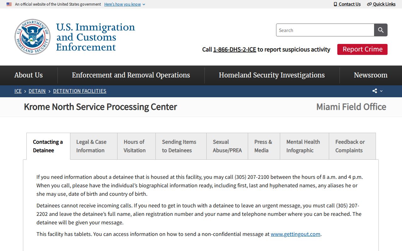 Krome North Service Processing Center release source