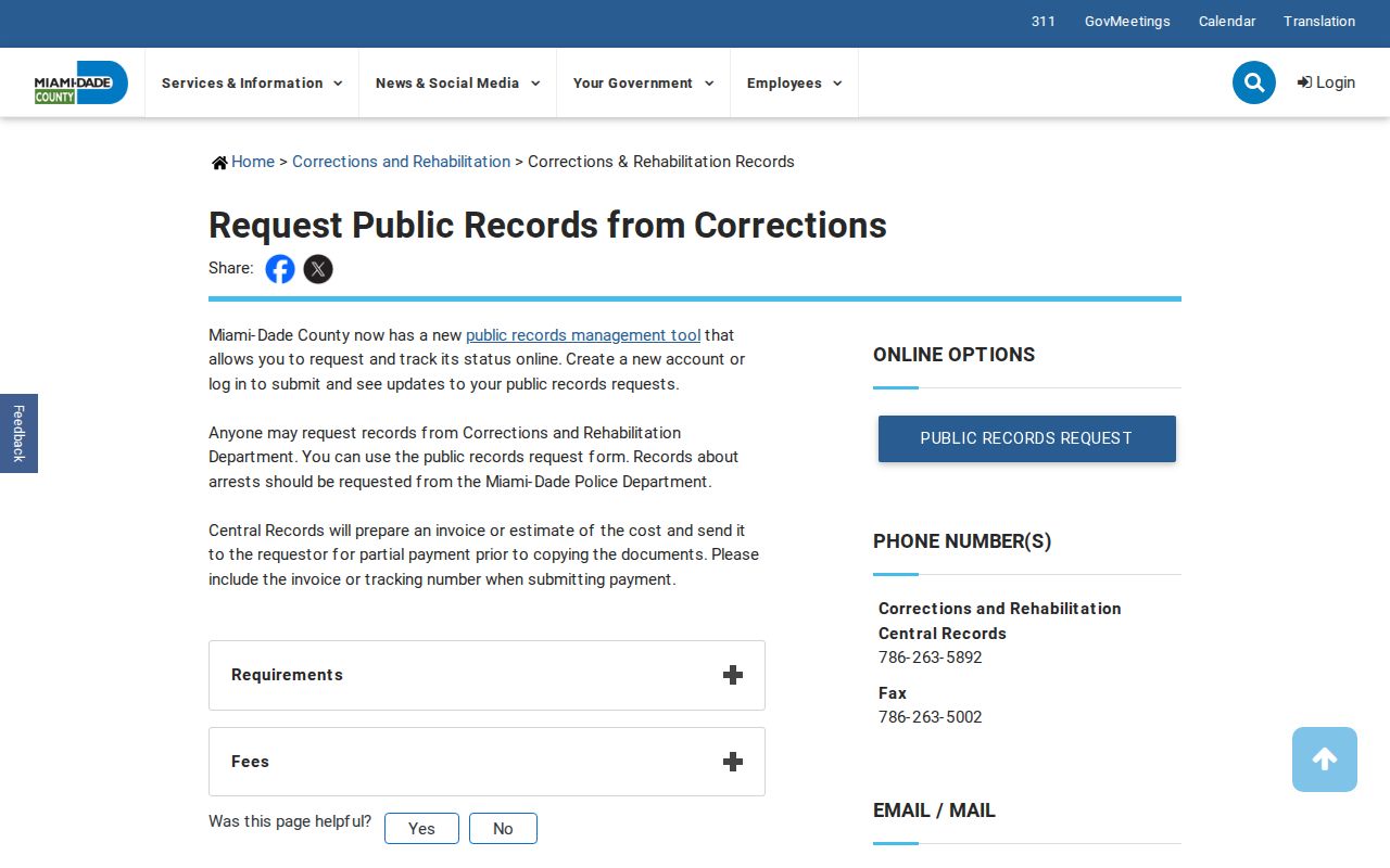 Miami-Dade County released inmate booking photo records request