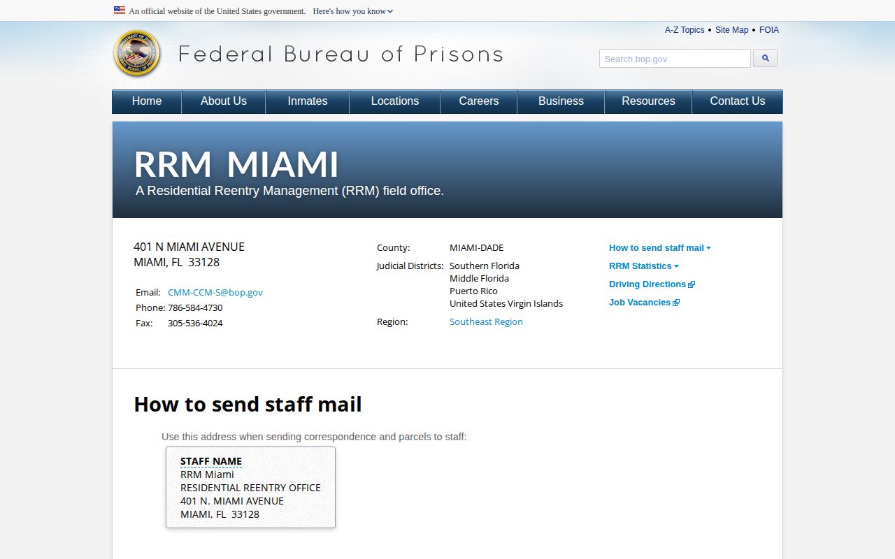Residential Reentry Management Miami placement source