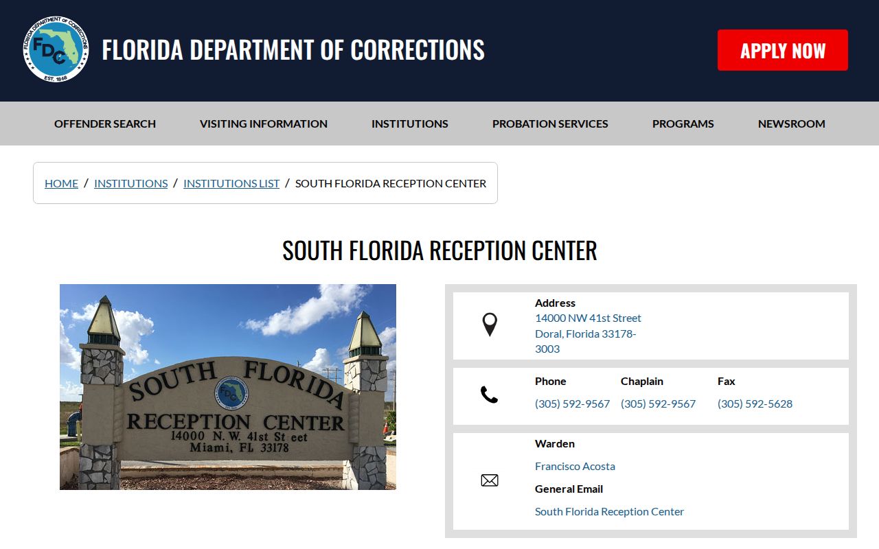 South Florida Reception Center release and transfer source
